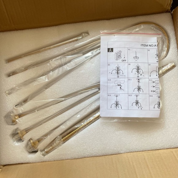 GOLD SPUTNIK CHANDELIER, 6 LIGHTS, MODERN FOR DINING ROOM (NEW) - Picture 3 of 5